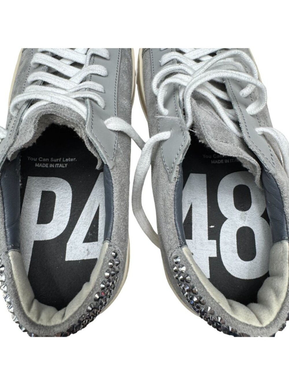 P448 Jack Crystal Embellished Suede Low-Top Women's Sneakers, Size 36 NWOB - Picture 8 of 10